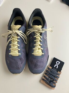 On Cloud running shoes with new laces